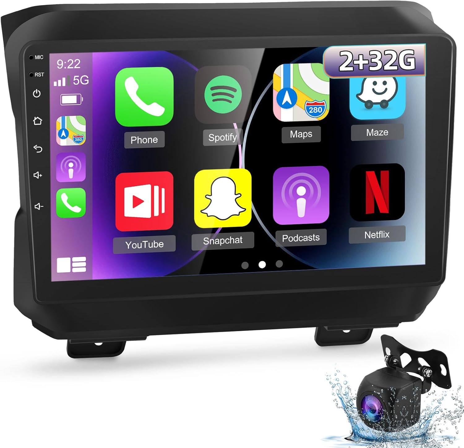 BRAND, CATEGORY, IN-DASH NAVIGATION, NHOPEEW, [2+32G] NHOPEEW Android 13 Car Stereo for for Jeep Wrangler JL 2018-2021 / Gladiator JT 2020-2021 - Apple Carplay and Android Auto, 9 inch Touchscreen Radio with AHD Backup Camera/Mic/DSP