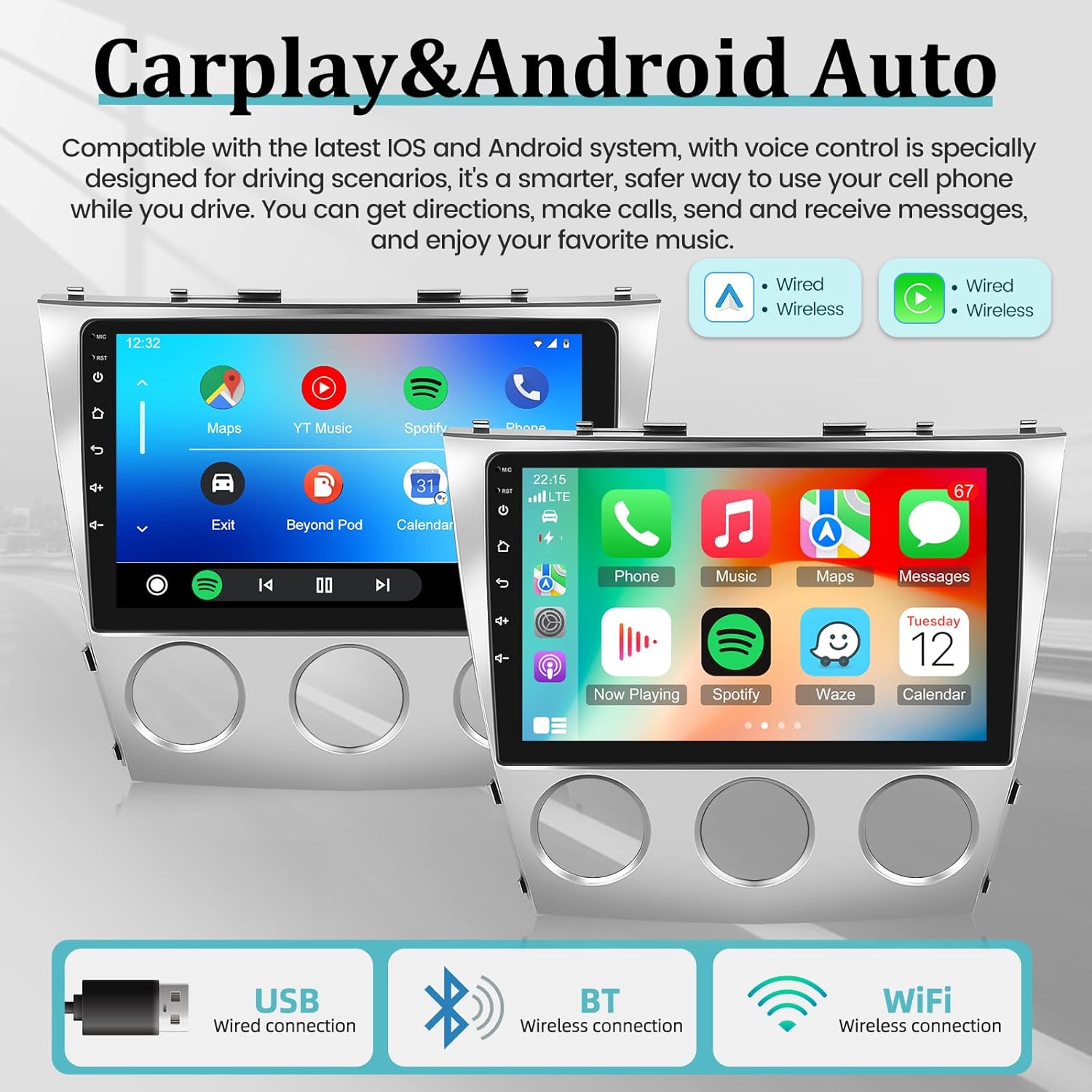 BRAND, CATEGORY, IN-DASH NAVIGATION, NHOPEEW, [2+64G] (Manual A/C) Car Stereo for Toyota Camry 2006-2011 - 10.1 Inch Touchscreen Android 13 HiFi Audio - Wireless Carplay and Android Auto/WiFi/GPS/Mirror Link/SWC + AHD Backup Camera + Canbus